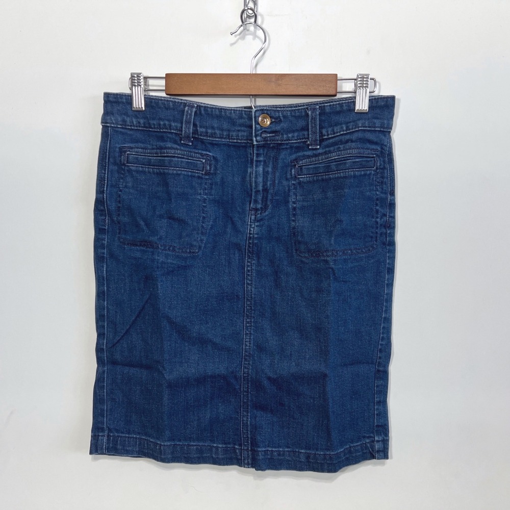 Banana Republic Denim Skirt Women 28R Blue Dark Wash Utility Patch Pocket